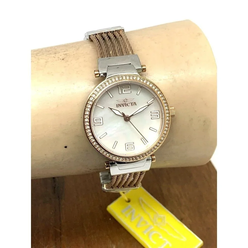 Invicta Women's Watch Bolt 29142 Quartz Mother of Pearl Dial Two Tone Steel 30mm